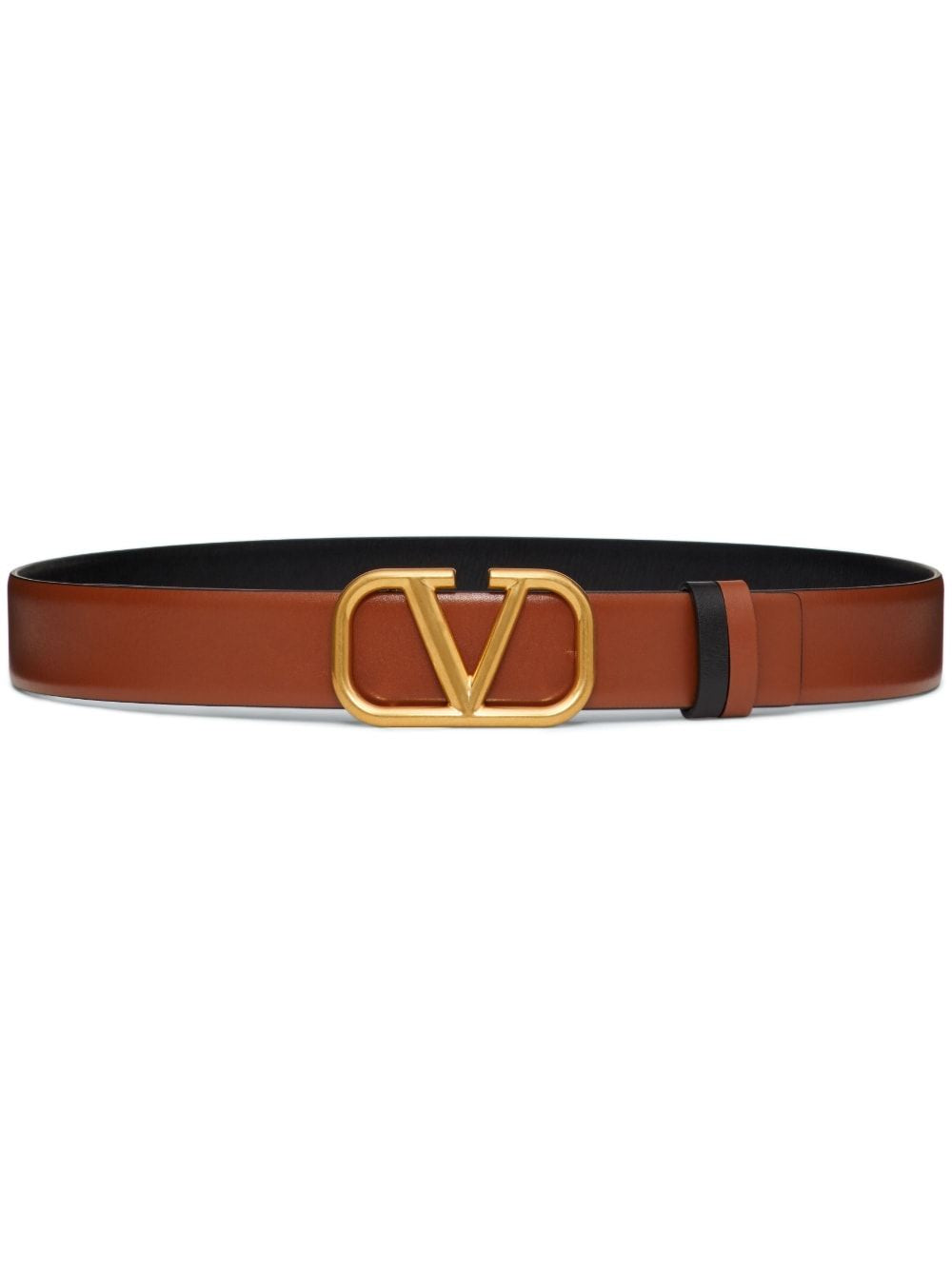 Valentino Garavani | Men 30mm Leather Belt w/ V Logo Buckle Black 95