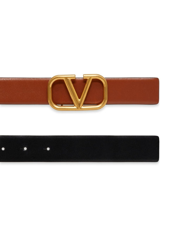 Valentino Vlogo 30mm Reversible Leather Belt, 0 / Black