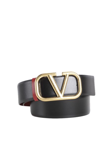 Valentino Garavani Women's Reversible Vlogo Leather Belt - Black Red - Size Xs