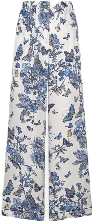 CHRISTIAN DIOR Ivory Blue Toile de Jouy Cotton Trousers