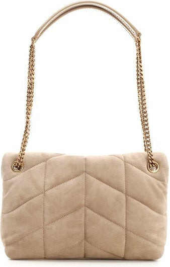 Saint Laurent Women's Luxe Raffia Puffer Bag in MattGold | 5774761U807