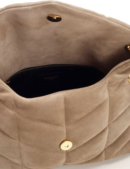 Saint Laurent Women's Luxe Raffia Puffer Bag in MattGold | 5774761U807