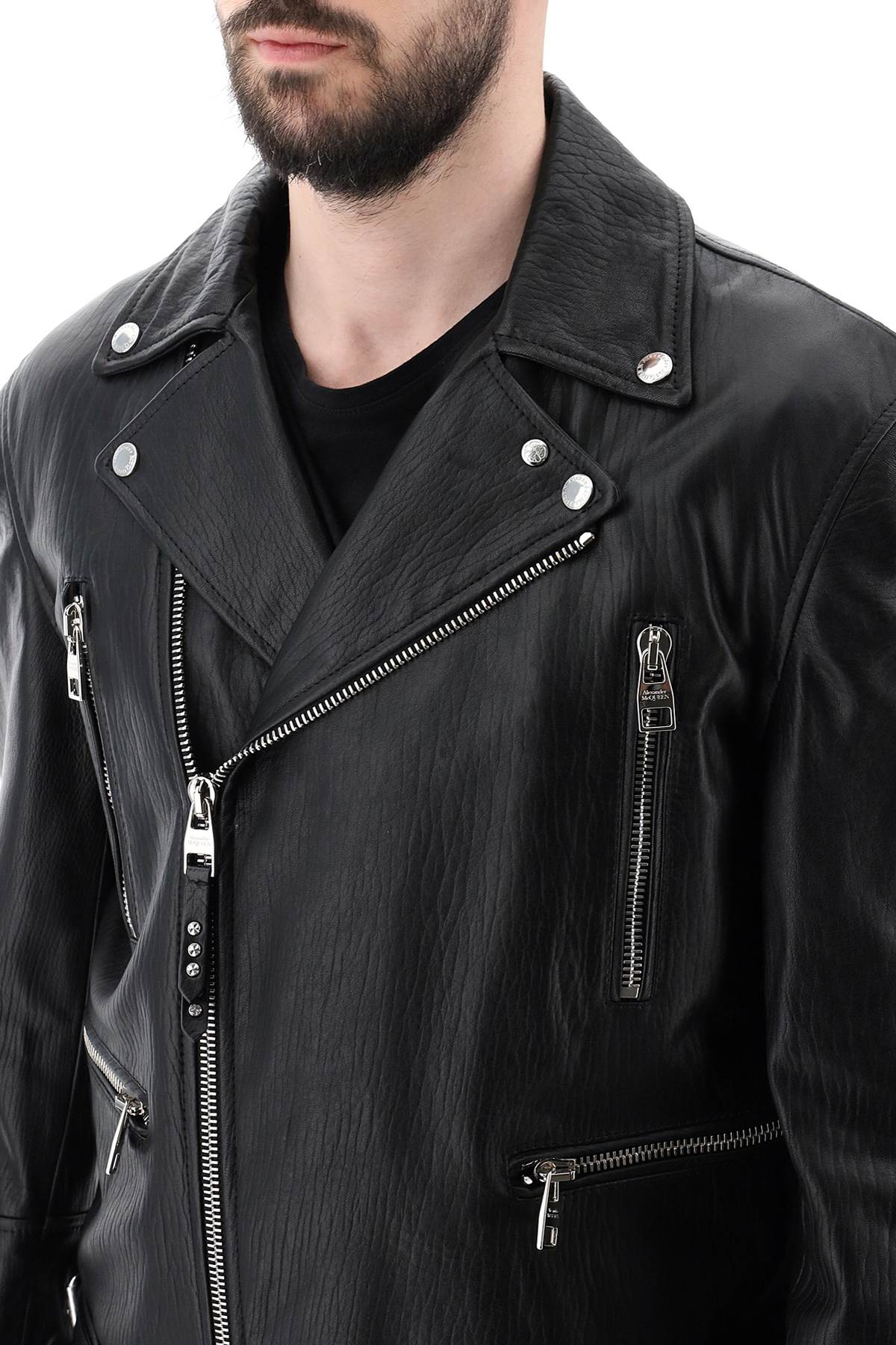 Alexander McQueen - Convertible Leather Biker Jacket - Men - Black Alexander  McQueen