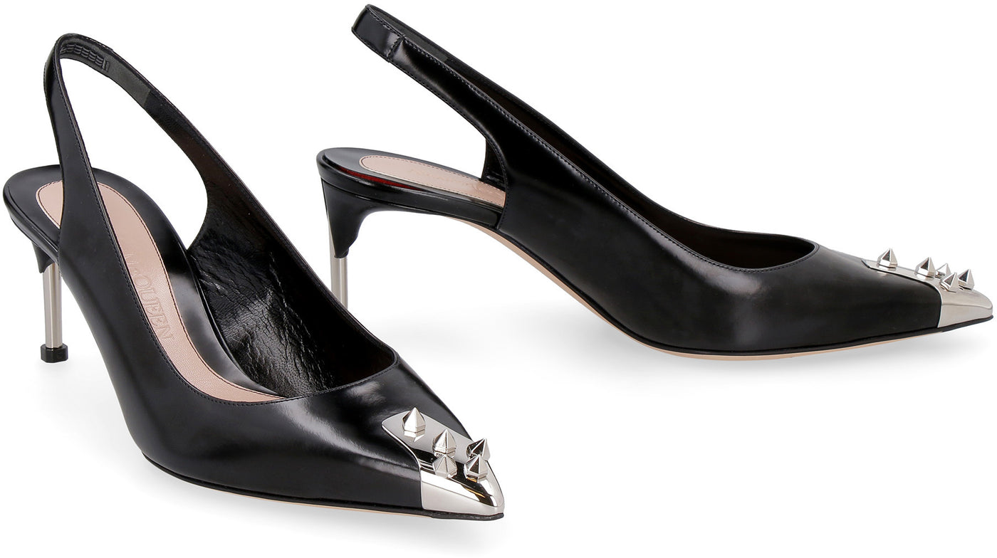 1081 ALEXANDER MCQUEEN LEATHER POINTY-TOE SLINGBACK