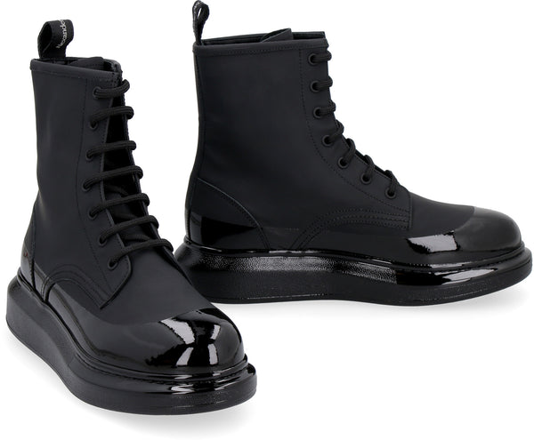 1000 ALEXANDER MCQUEEN HYBRID LEATHER ANKLE BOOTS