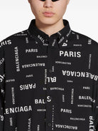 1070 BALENCIAGA BLACK LOGO PRINT COTTON SHIRT