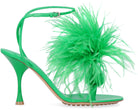 3730 BOTTEGA VENETA DOT LEATHER SANDALS WITH FEATHERS