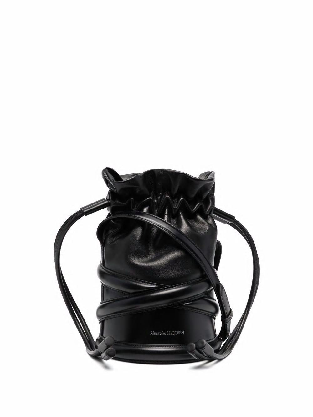 black ALEXANDER MCQUEEN THE SOFT CURVE LEATHER BUCKET BAG