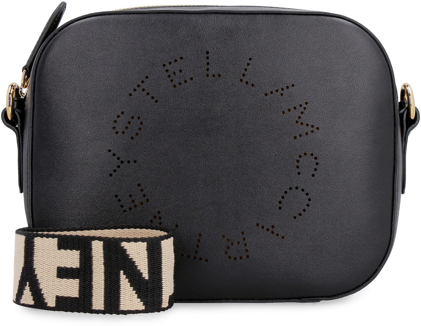 Perforated faux leather camera bag