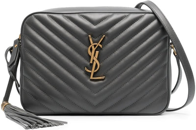 1112 SAINT LAURENT LOU CAMERA BAG IN QUILTED SUEDE WITH STUDS