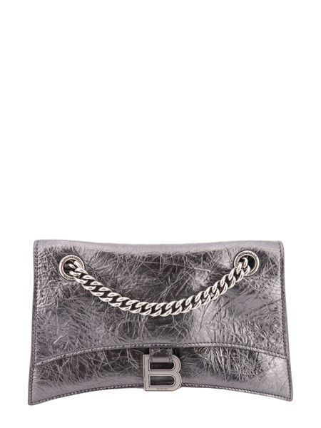 Crush Small leather shoulder bag in silver - Balenciaga