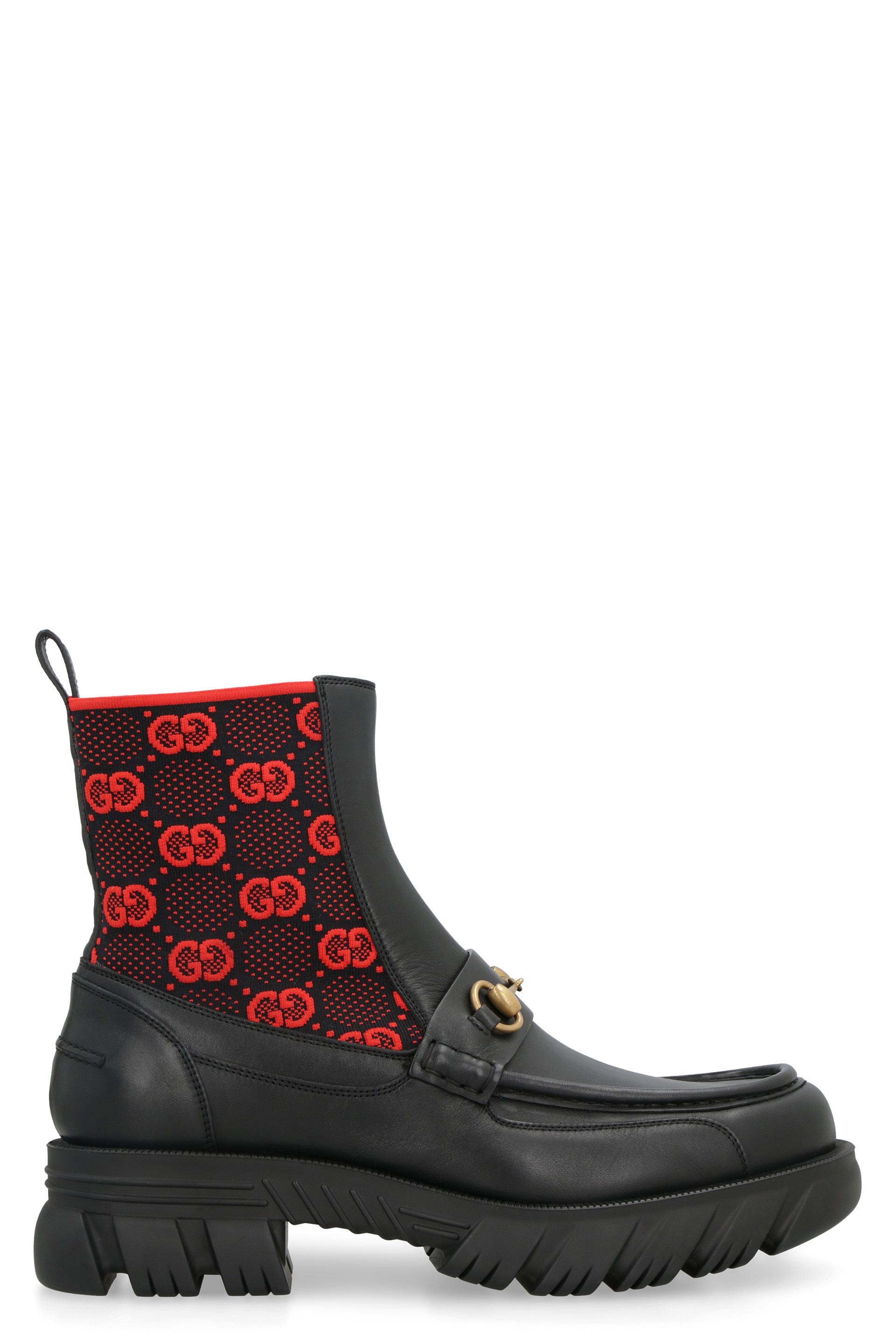 1071 GUCCI LOGO DETAIL LEATHER BOOTIES