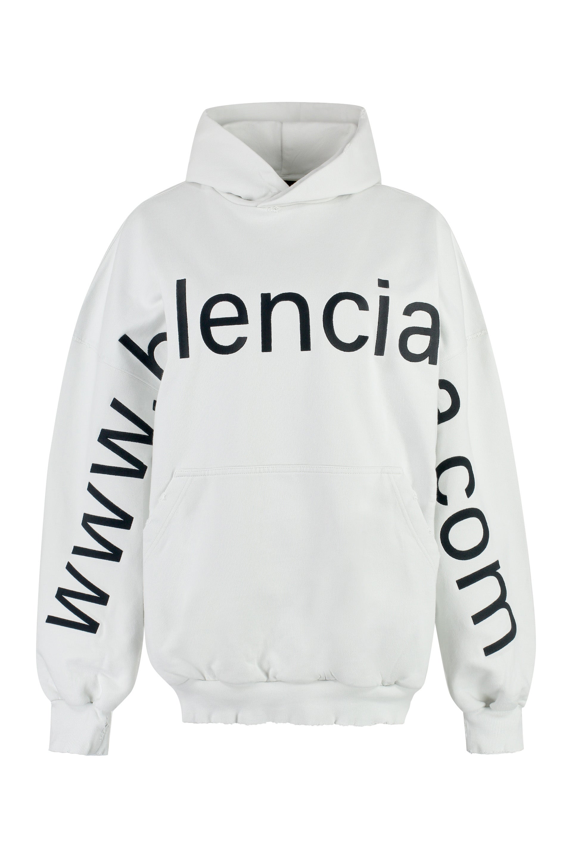 WHITE BALENCIAGA LARGE FIT HOODIE 739024TOVN9 LOZURI