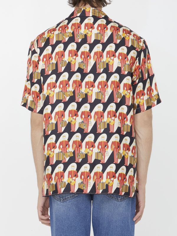Silk Shirt with Porter Print - Elegant Fashion Choice | LOZURI