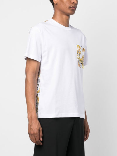 White VERSACE JEANS COUTURE LOGO COUTURE CONTRASTING T-SHIRT