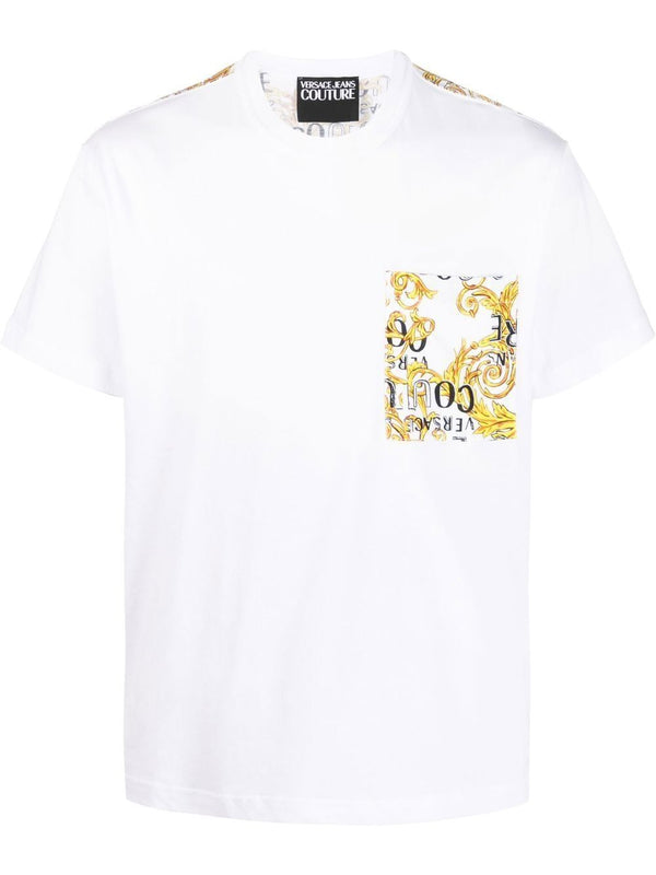 White VERSACE JEANS COUTURE LOGO COUTURE CONTRASTING T-SHIRT