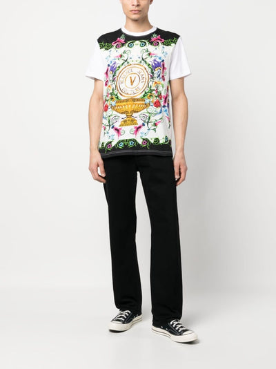 White VERSACE JEANS COUTURE GRAPHIC-PRINT T-SHIRT