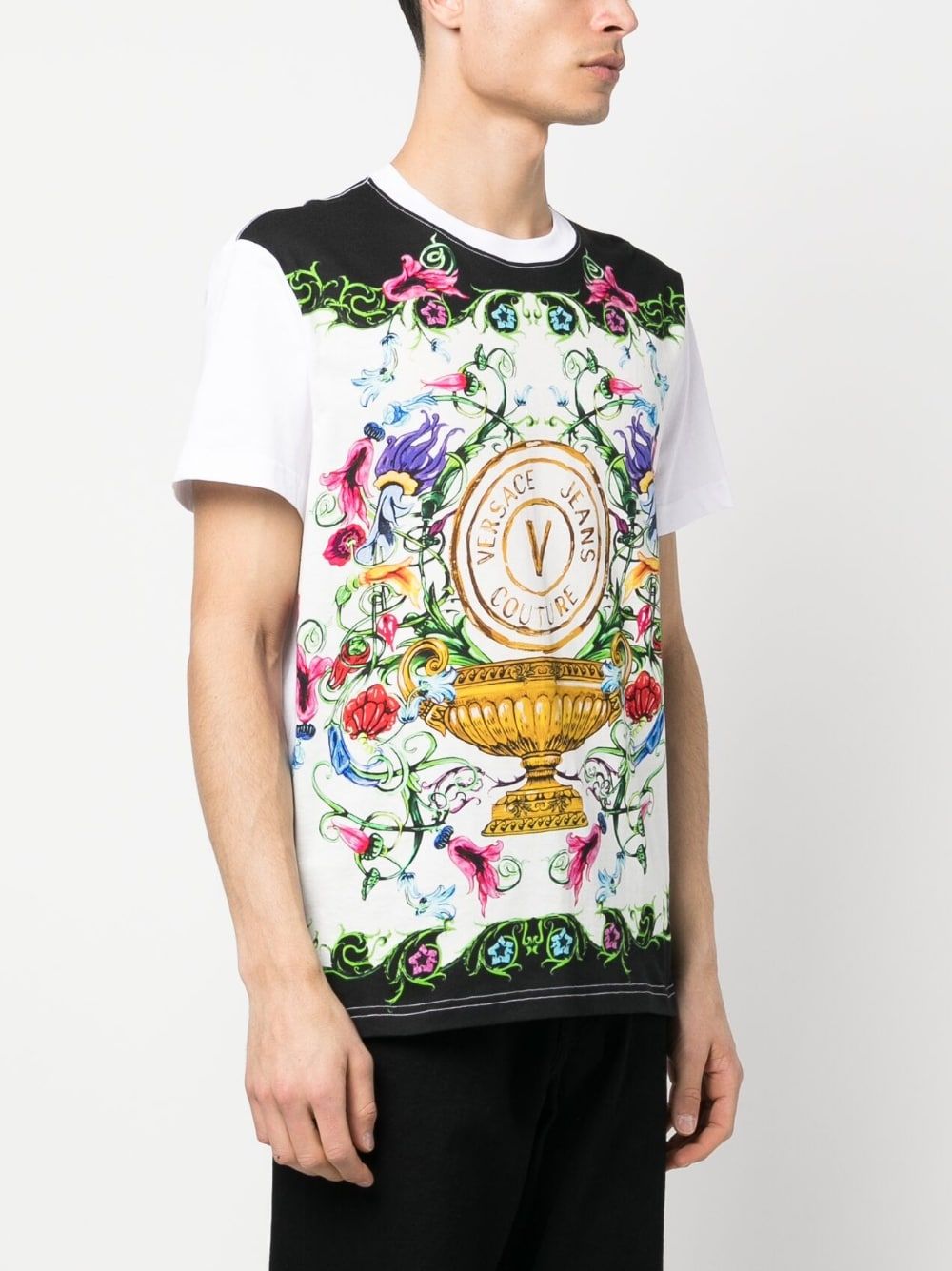 White VERSACE JEANS COUTURE GRAPHIC-PRINT T-SHIRT