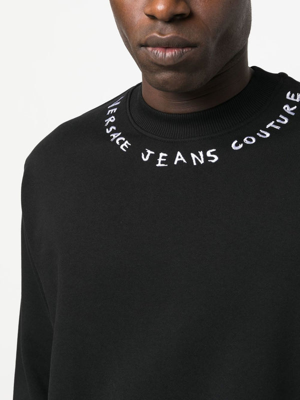 Black VERSACE JEANS COUTURE VERSACE JEANS COUTURE EMBROIDERED-LOGO SWEATSHIRT