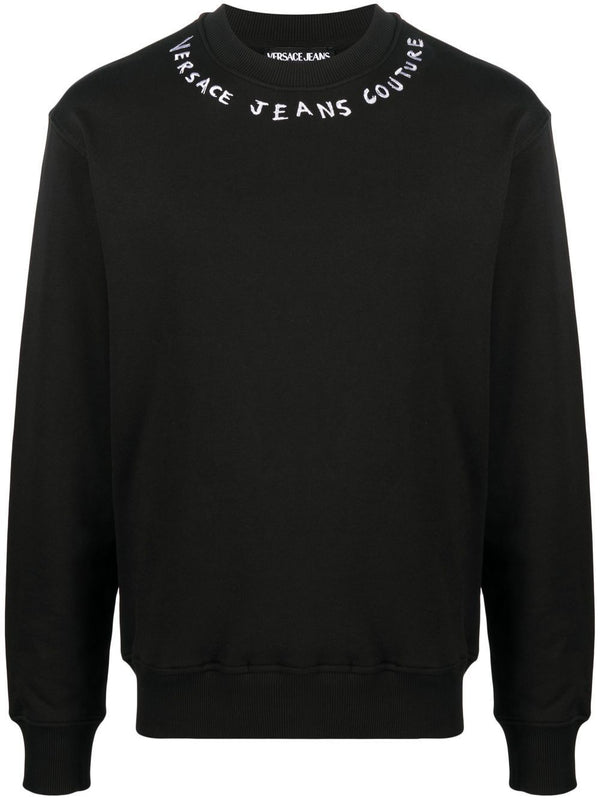 Black VERSACE JEANS COUTURE VERSACE JEANS COUTURE EMBROIDERED-LOGO SWEATSHIRT