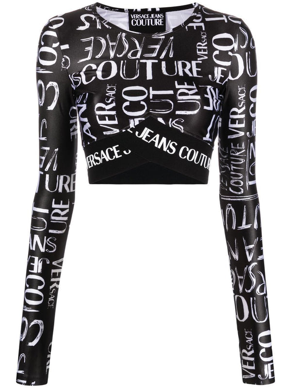 Print VERSACE JEANS COUTURE VERSACE JEANS COUTURE ALL-OVER LOGO-PRINT TOP