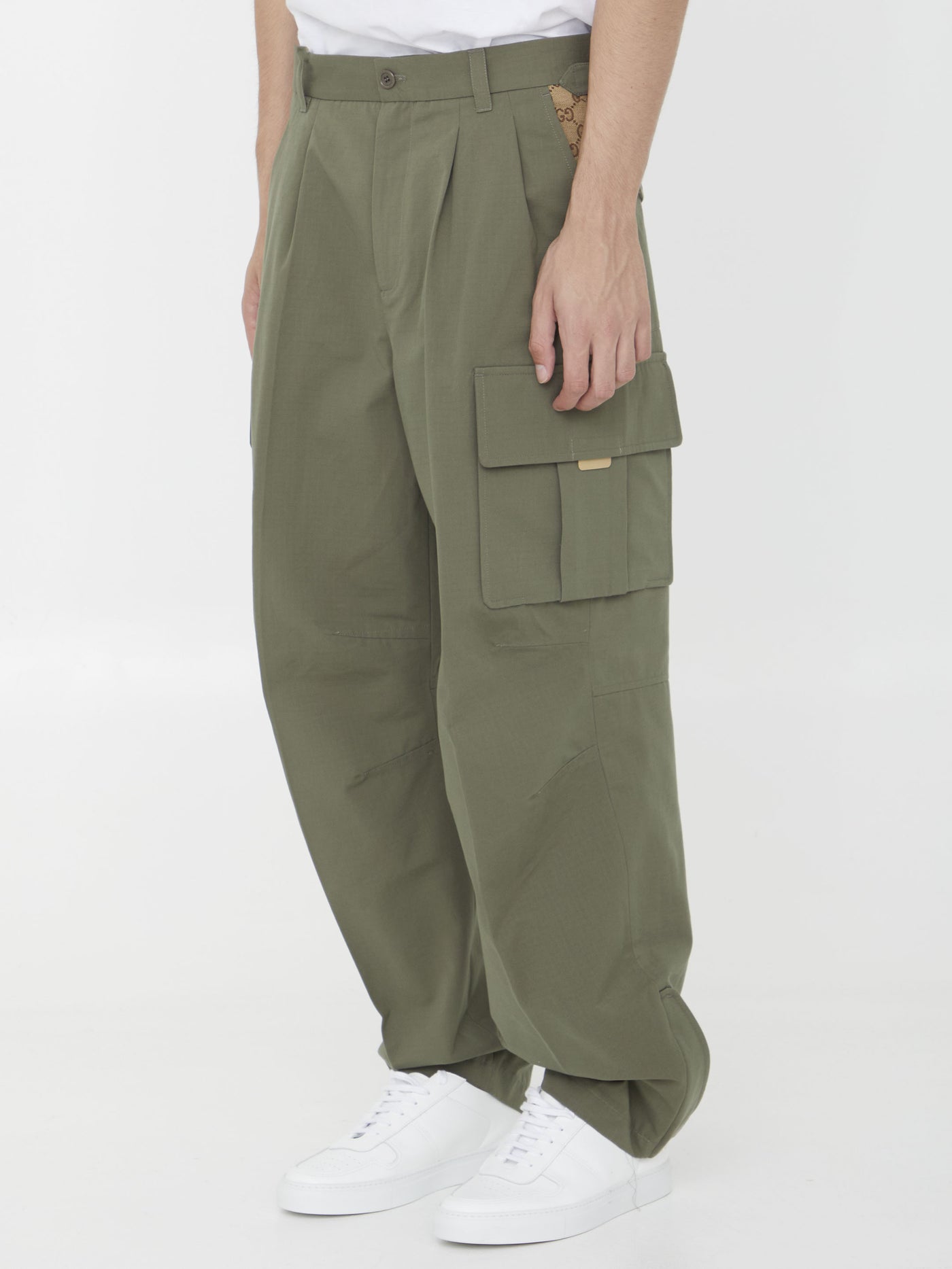 gucci pants khaki green cargo trousers military boys s.6 cotton