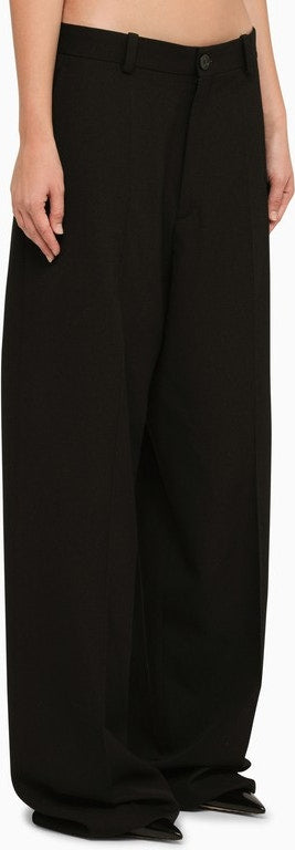 Black Elasticated-waist wool trousers, Balenciaga