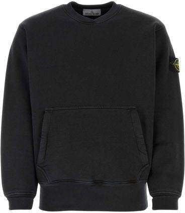 Logo patch cotton sweatshirt in black - Stone Island