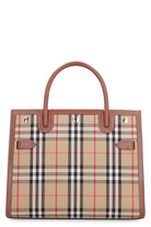 A7026 BURBERRY TITLE BAG IN LEATHER AND VINTAGE CHECK FABRIC