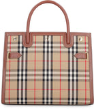 A7026 BURBERRY TITLE BAG IN LEATHER AND VINTAGE CHECK FABRIC