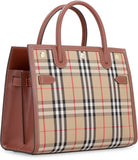 A7026 BURBERRY TITLE BAG IN LEATHER AND VINTAGE CHECK FABRIC