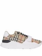 A7028 BURBERRY LEATHER AND FABRIC LOW-TOP SNEAKERS