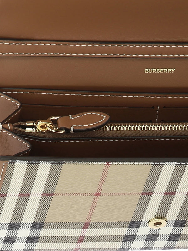 Burberry Hannah Check Leather Crossbody Wallet