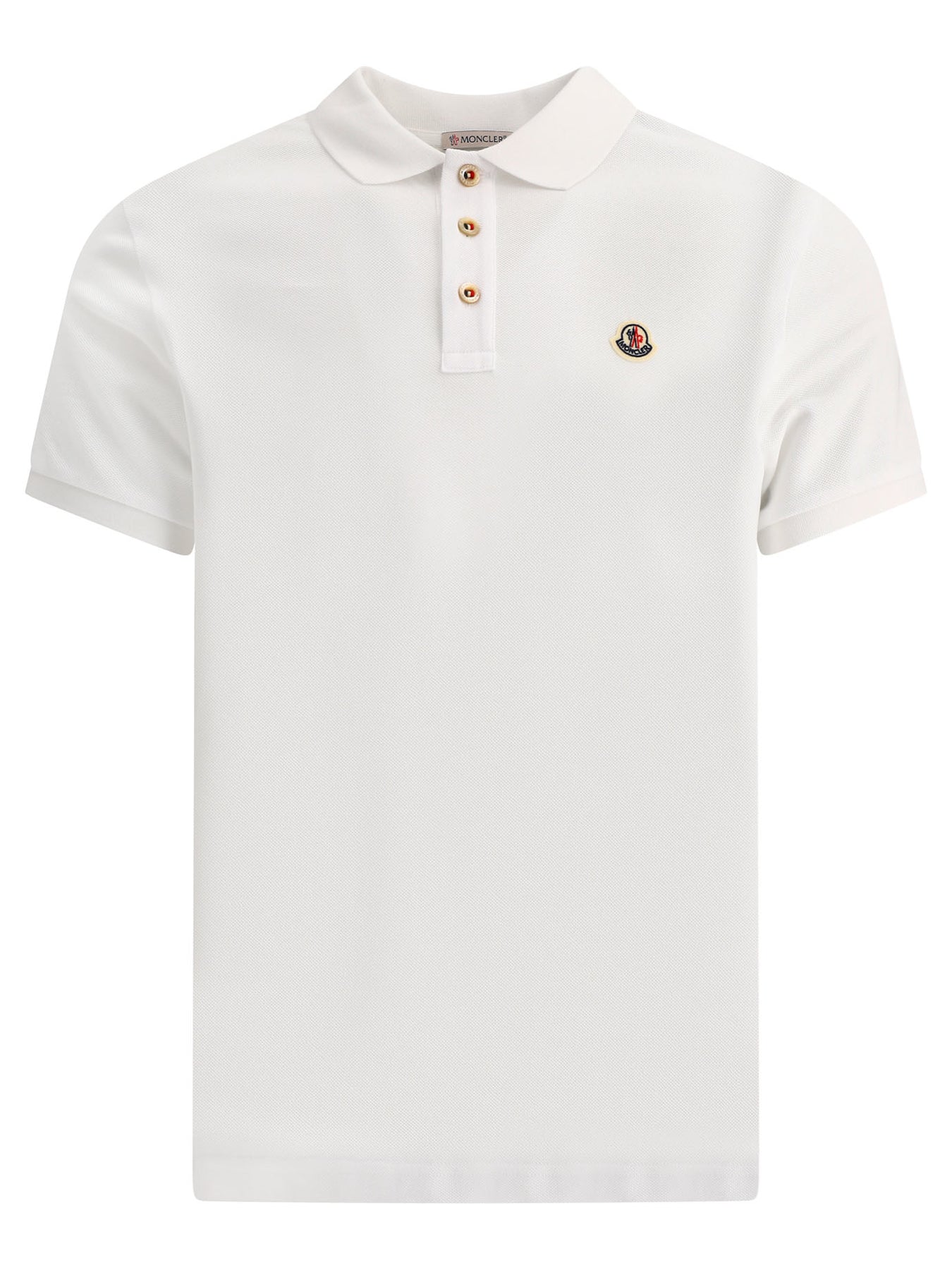 White MONCLER POLO SHIRT WITH PATCH (8A00009_84556001) | LOZURI