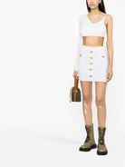 0FA BALMAIN HW BUTTONED KNIT SHORT SKIRT