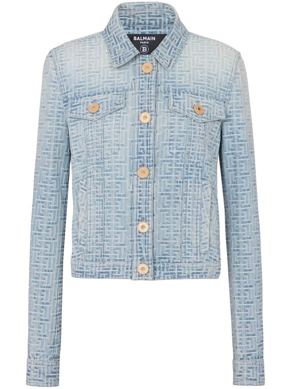 6FF BALMAIN ALLOVER MONOGRAM DENIM JACKET