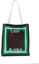 MULTI CASABLANCA LOGO EMBROIDERED CROCHET TOTE BAG.