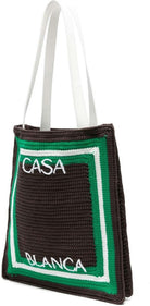 MULTI CASABLANCA LOGO EMBROIDERED CROCHET TOTE BAG.