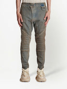 6AO BALMAIN KNEE PAD DIRTY BLUE DENIM PANTS