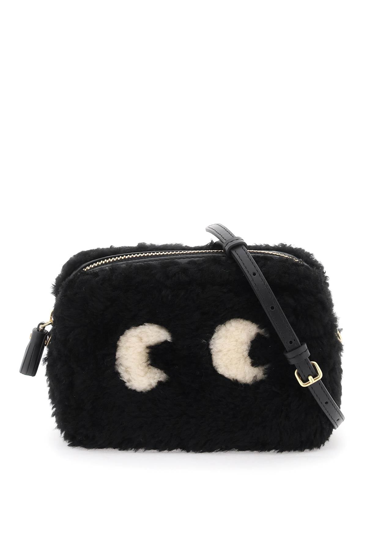 Anya Hindmarch Shearling Mini Eyes Crossbody Bag | LOZURI