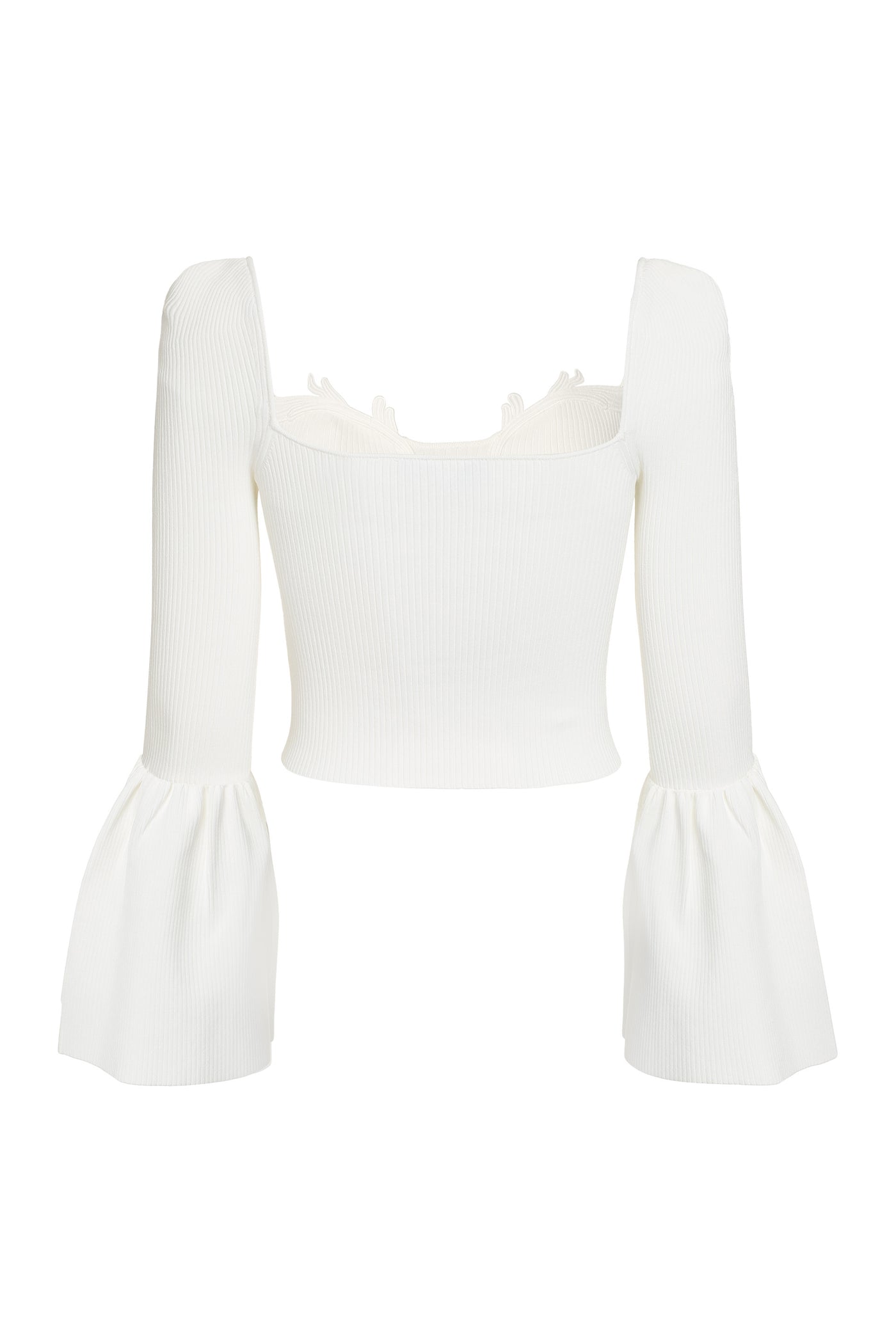 WHITE SELF-PORTRAIT RIBBED KNIT CROP TOP