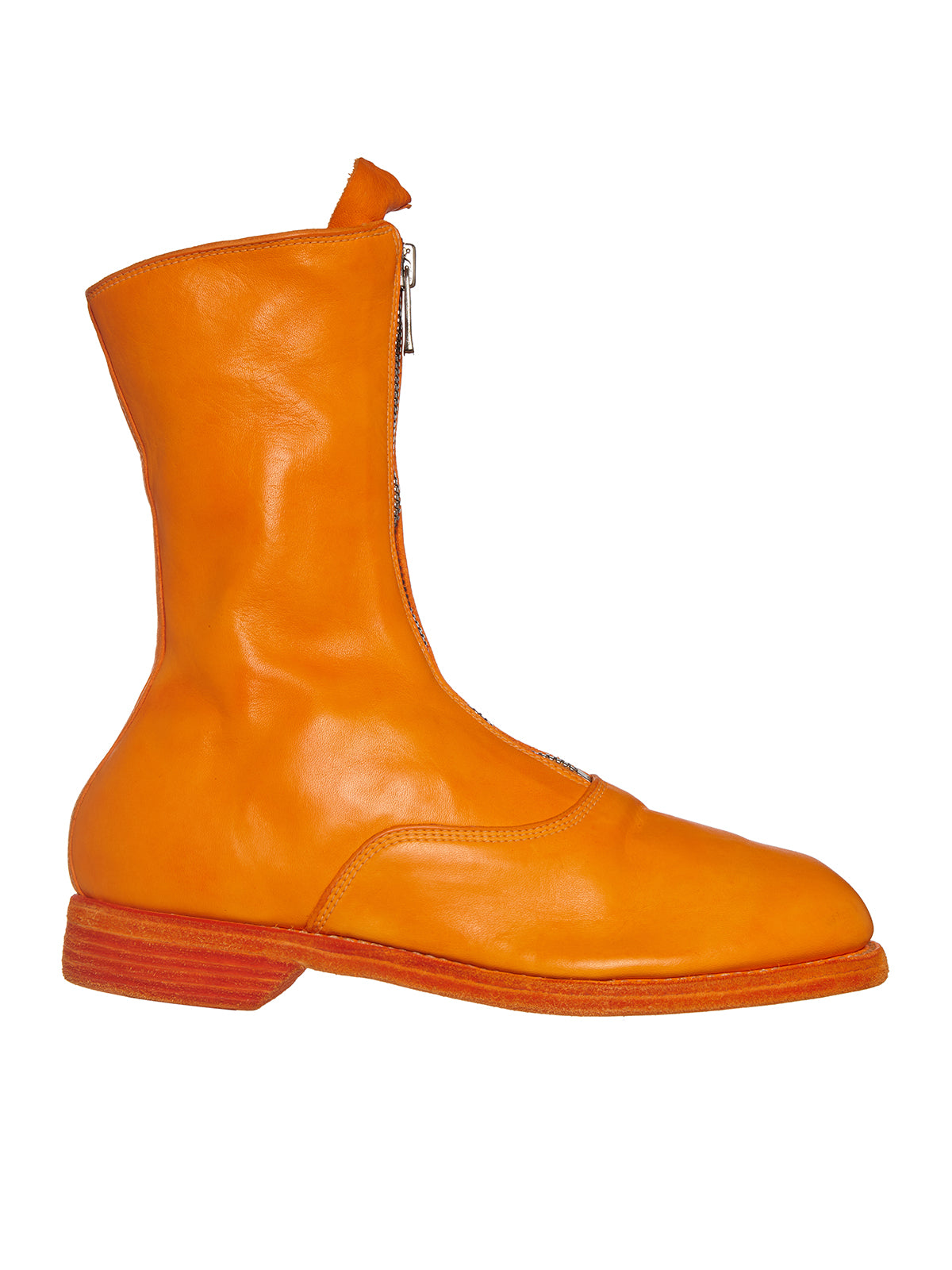 Orange GUIDI LEATHER BOOTS WITH ZIP