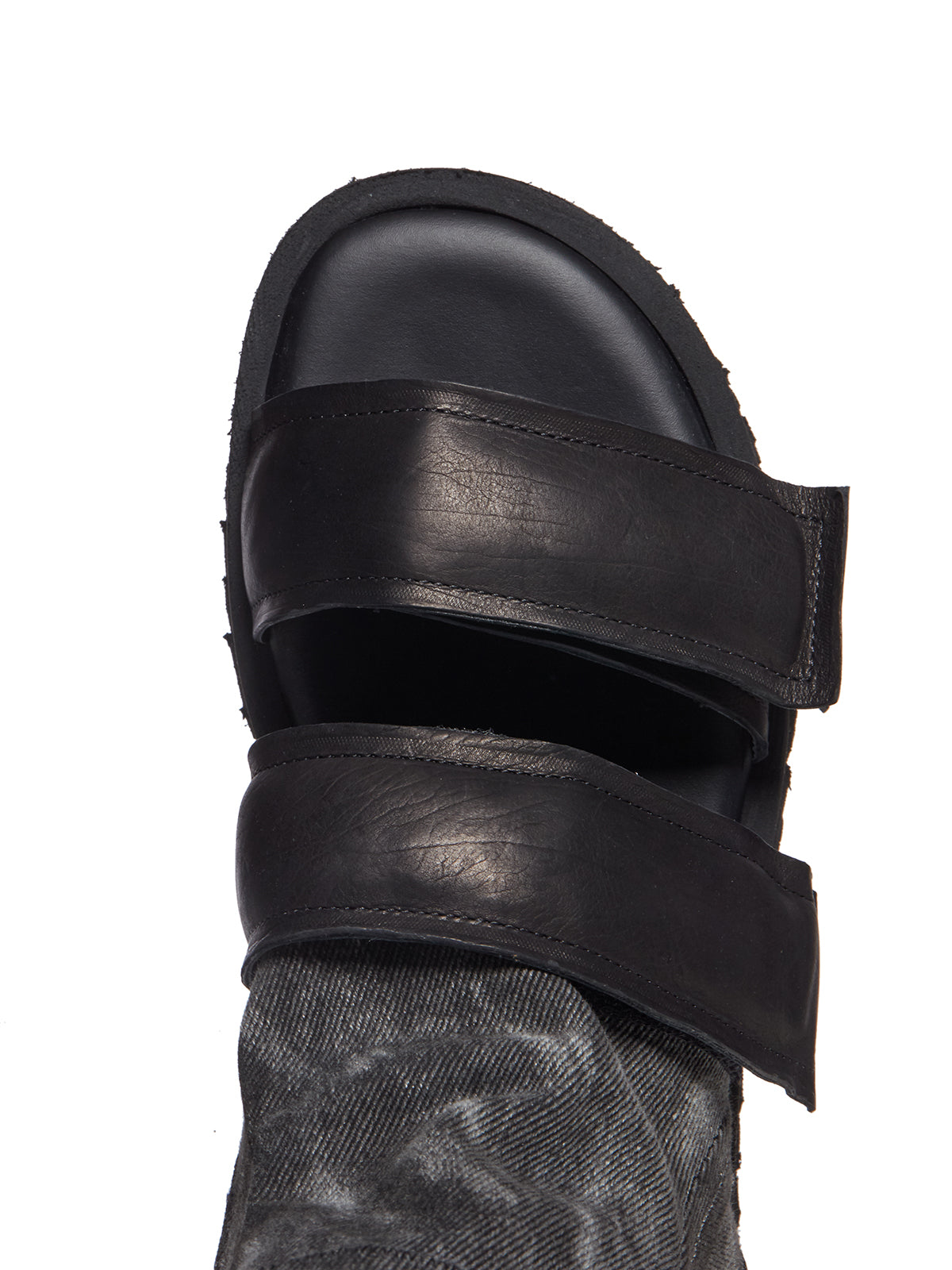 Black PURO DENIM  LEATHER SANDALS