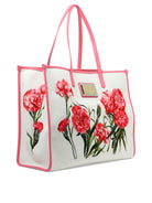 White DOLCE & GABBANA "HAPPY GARDEN" SHOPPING BAG