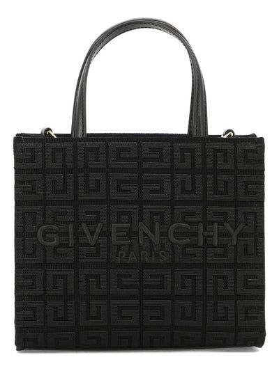 Black GIVENCHY MINI G-TOTE SHOPPING BAG IN 4G EMBROIDERED CANVAS