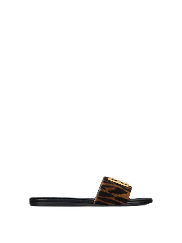 M- Givenchy Black Mink Fur Flat Slide Women's Sandals Size 39 / 9 US