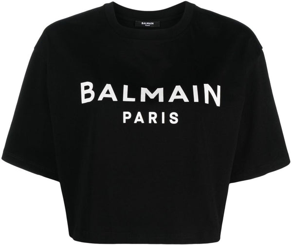 BB02EAB BALMAIN LOGO CROPPED COTTON T-SHIRT