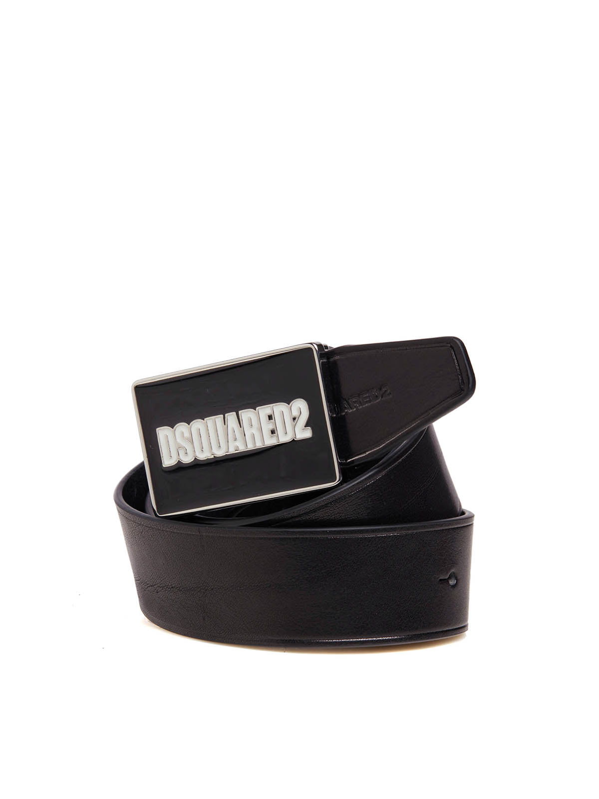 Dsquared2 logo-plaque calf leather belt - Black
