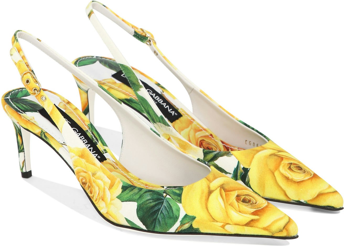 Yellow DOLCE & GABBANA SLINGBACKS WITH FLORAL PRINT