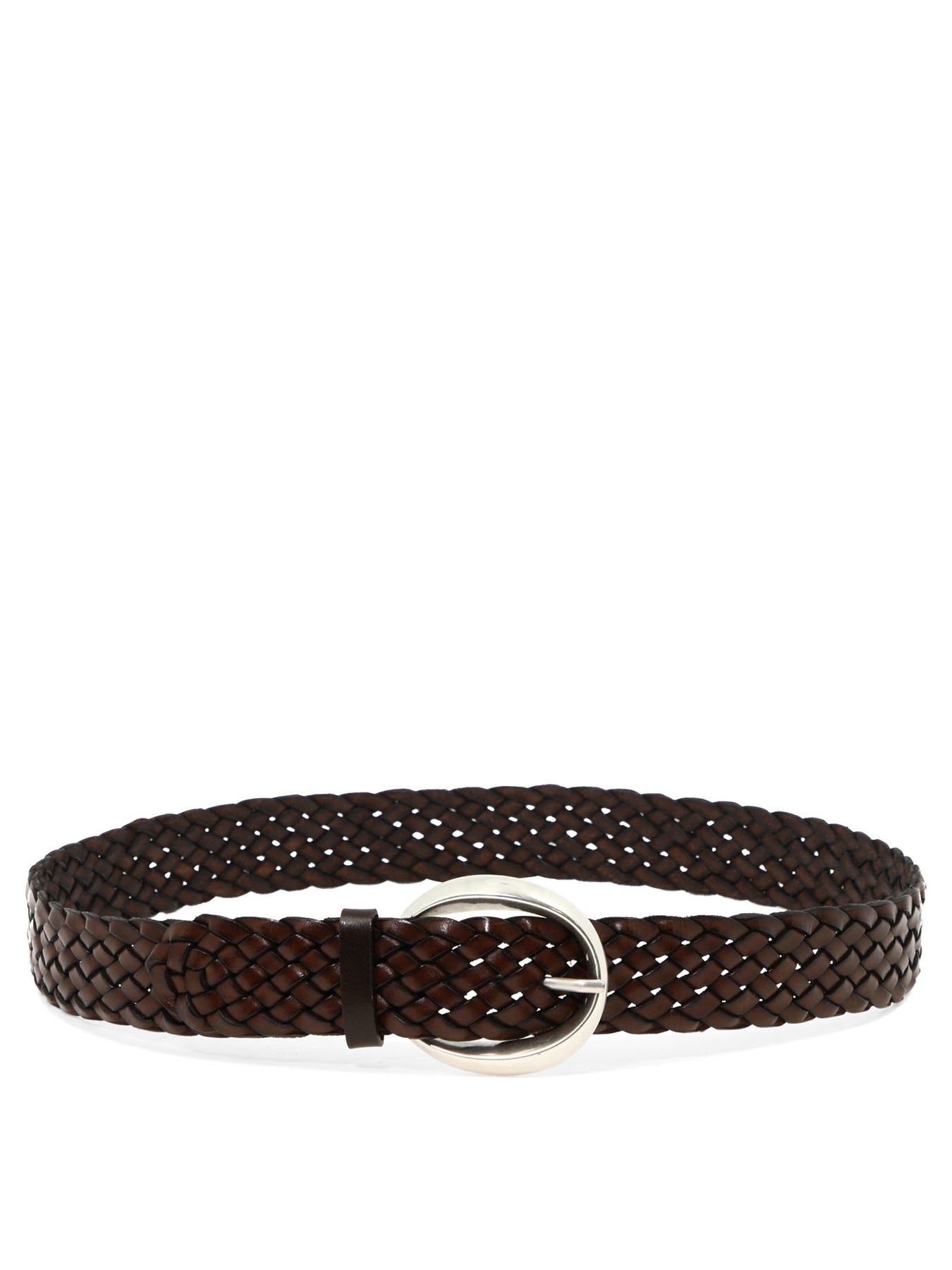 ORCIANI Masculine braided leather belt 2,5 cm. , color Brown